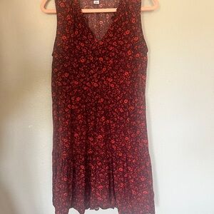 Old Navy Red Floral Midi Dress